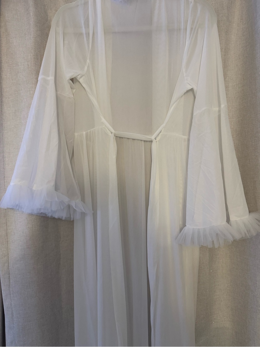 White Sheer Robe with Ruffle Trim - Picture 6 of 11